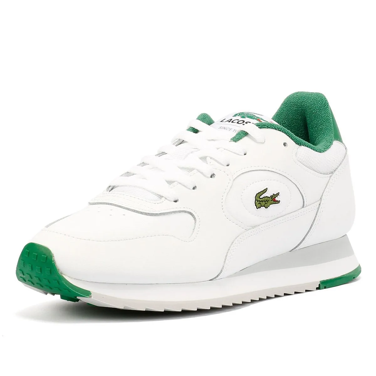 Lacoste Linetrack Leather Men's White/Green Trainers Grip Traction