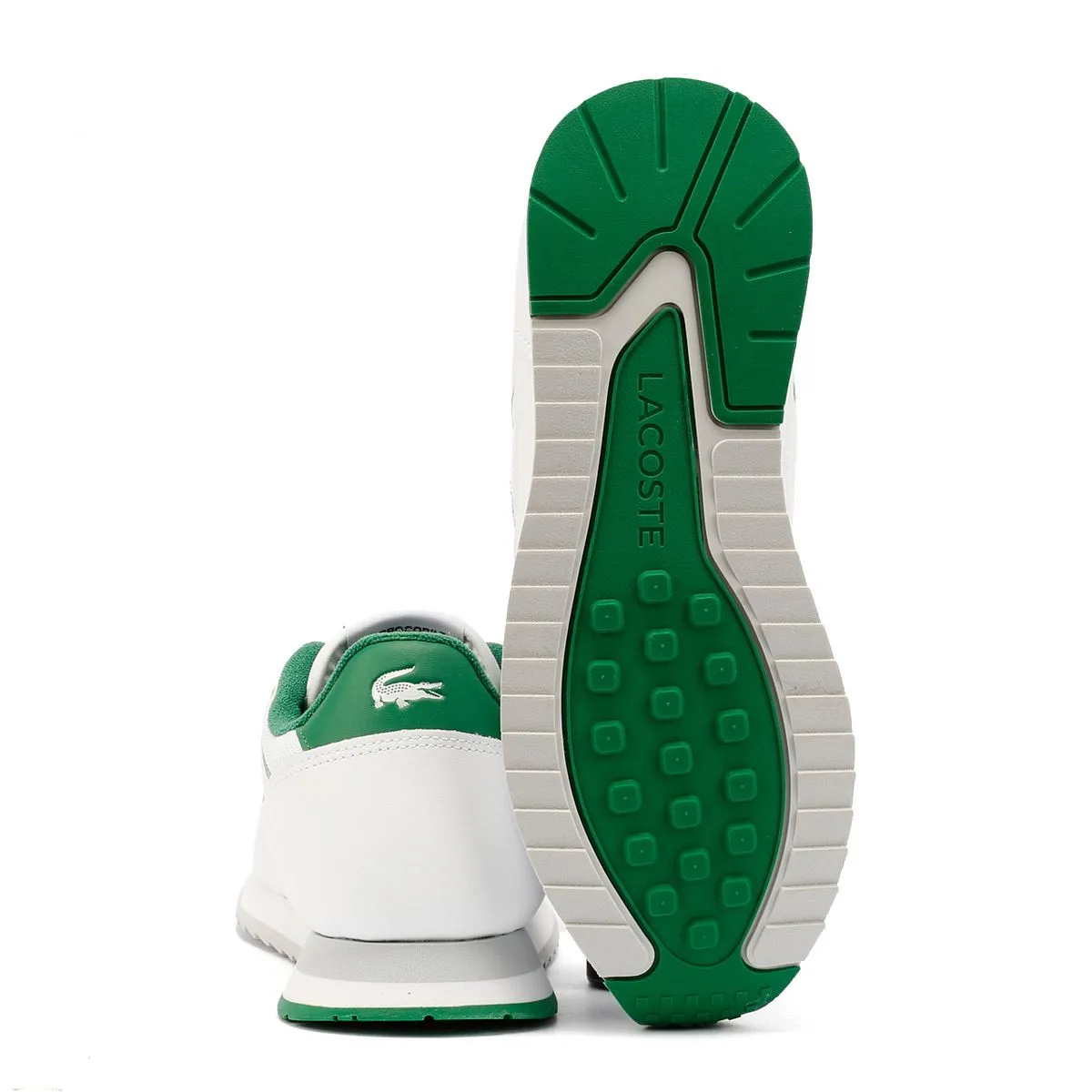 Lacoste Linetrack Leather Men's White/Green Trainers Grip Traction