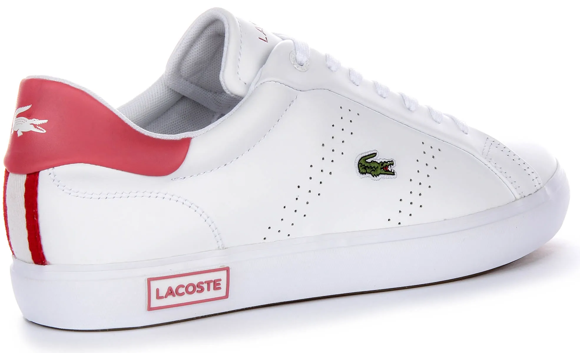 Lacoste Powercourt 2.0 In White Pink For Women Comfort Glide