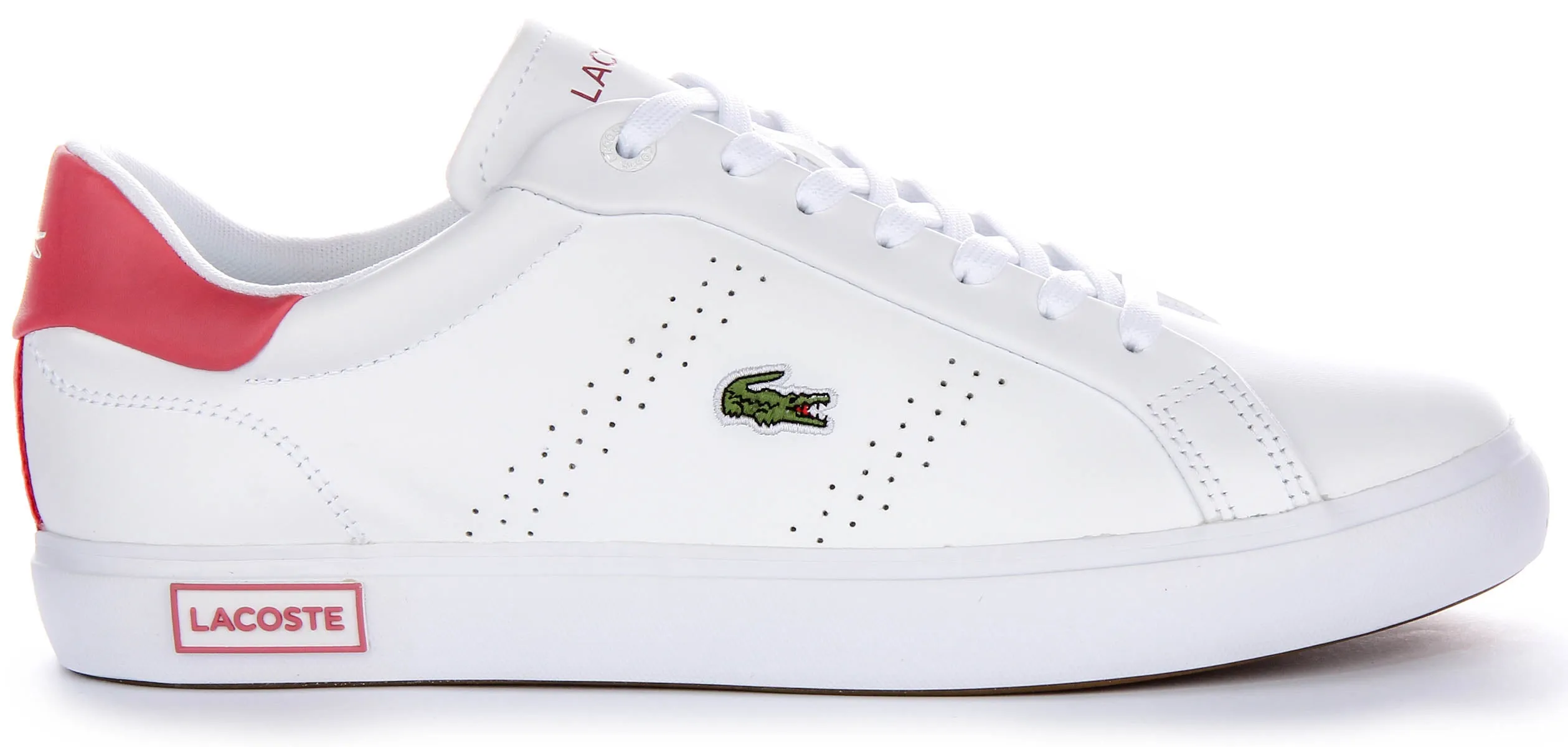 Lacoste Powercourt 2.0 In White Pink For Women Comfort Glide