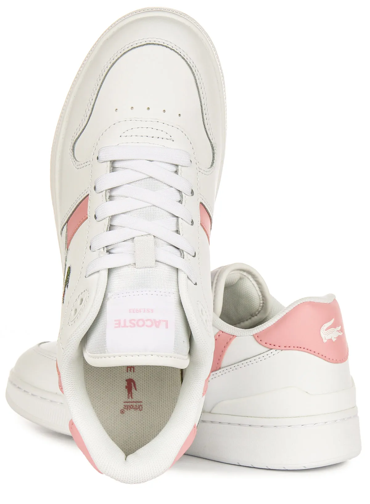 Lacoste T Clip Set In White Pink For Women Slim Profile