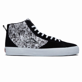 Lakai Newport Hi Shoes - Black Suede Urban Grip Cushioned Sole