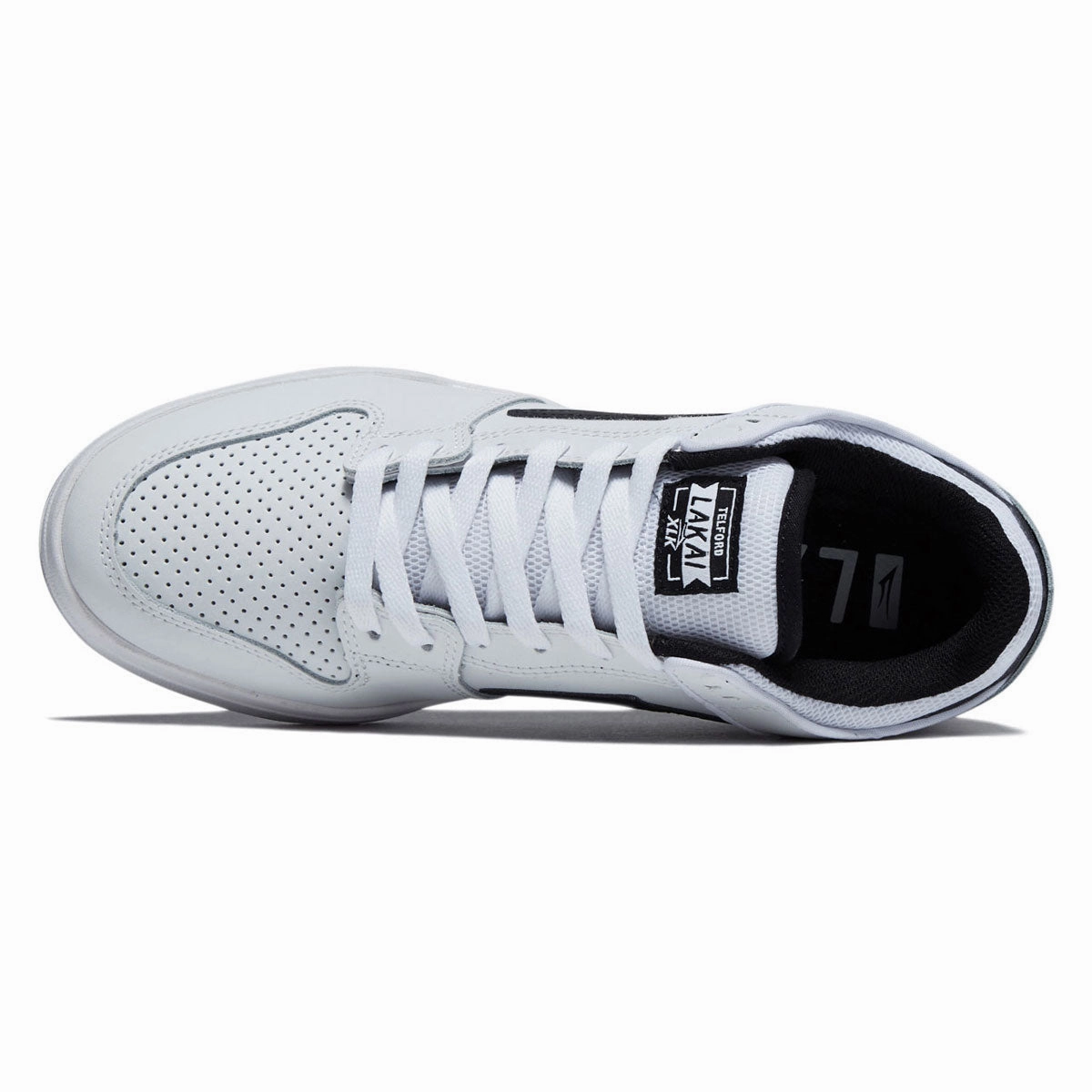 Lakai Telford Low Shoes - White/Black Leather Toe Secure
