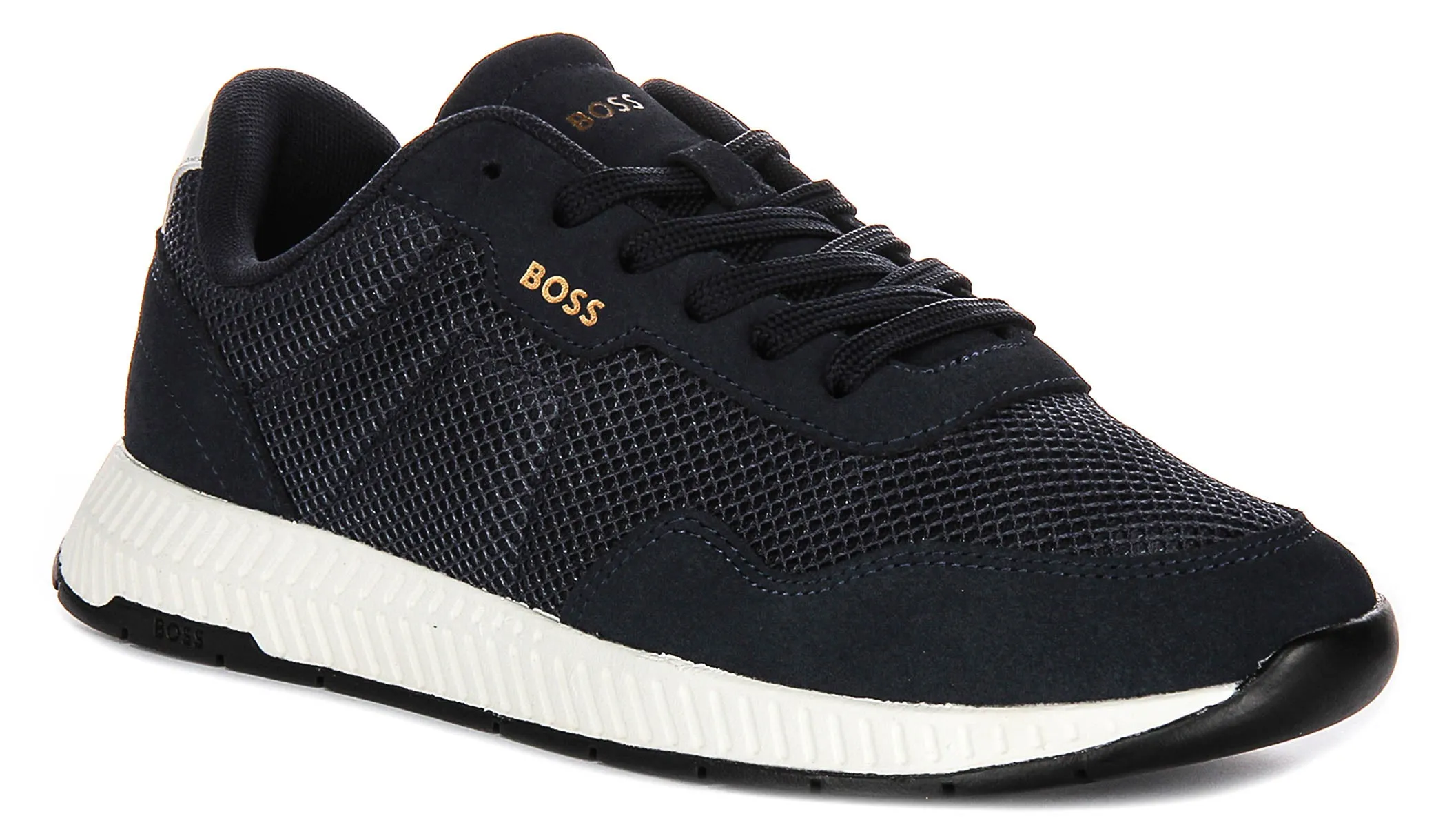 Boss Titanium Runner In Dark Blue For Men Upper blend adapts to a wide range of foot shapes Heat retaining