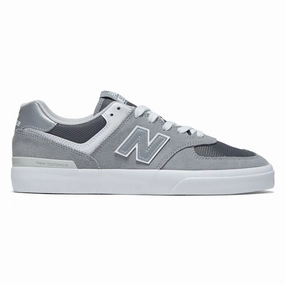 New Balance 574 Vulc Shoes - Grey/White Suede Elastic Comfort
