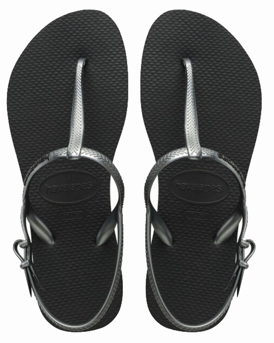 Havaianas Freedom In Black Silver Easy Steps All-day Comfort
