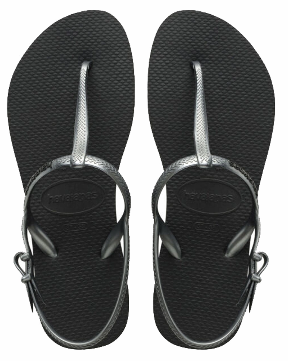 Light Footbed Havaianas Freedom In Black Silver
