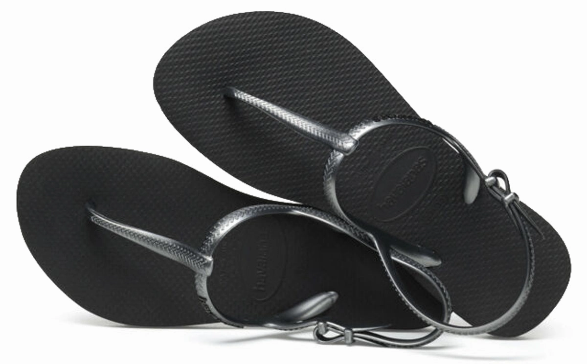 Light Footbed Havaianas Freedom In Black Silver