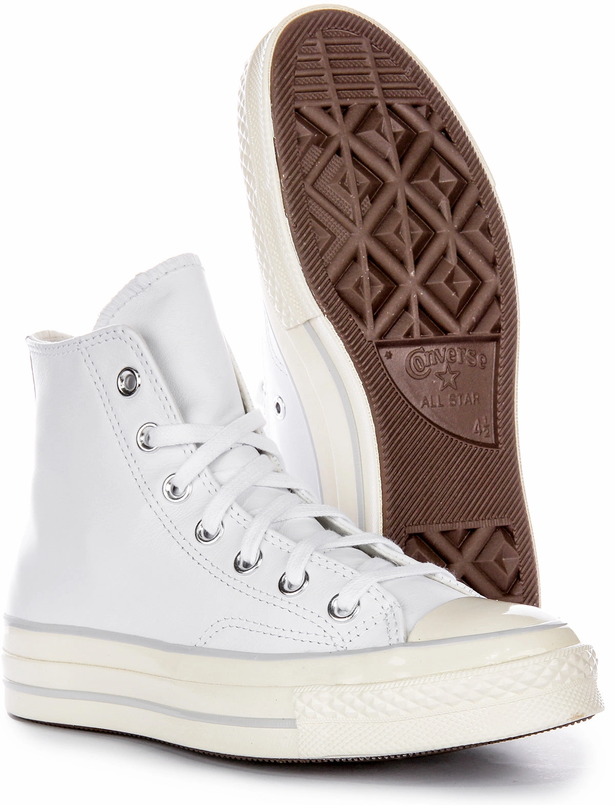 Light Sole Converse Chuck 70s High A07201C In White Leather