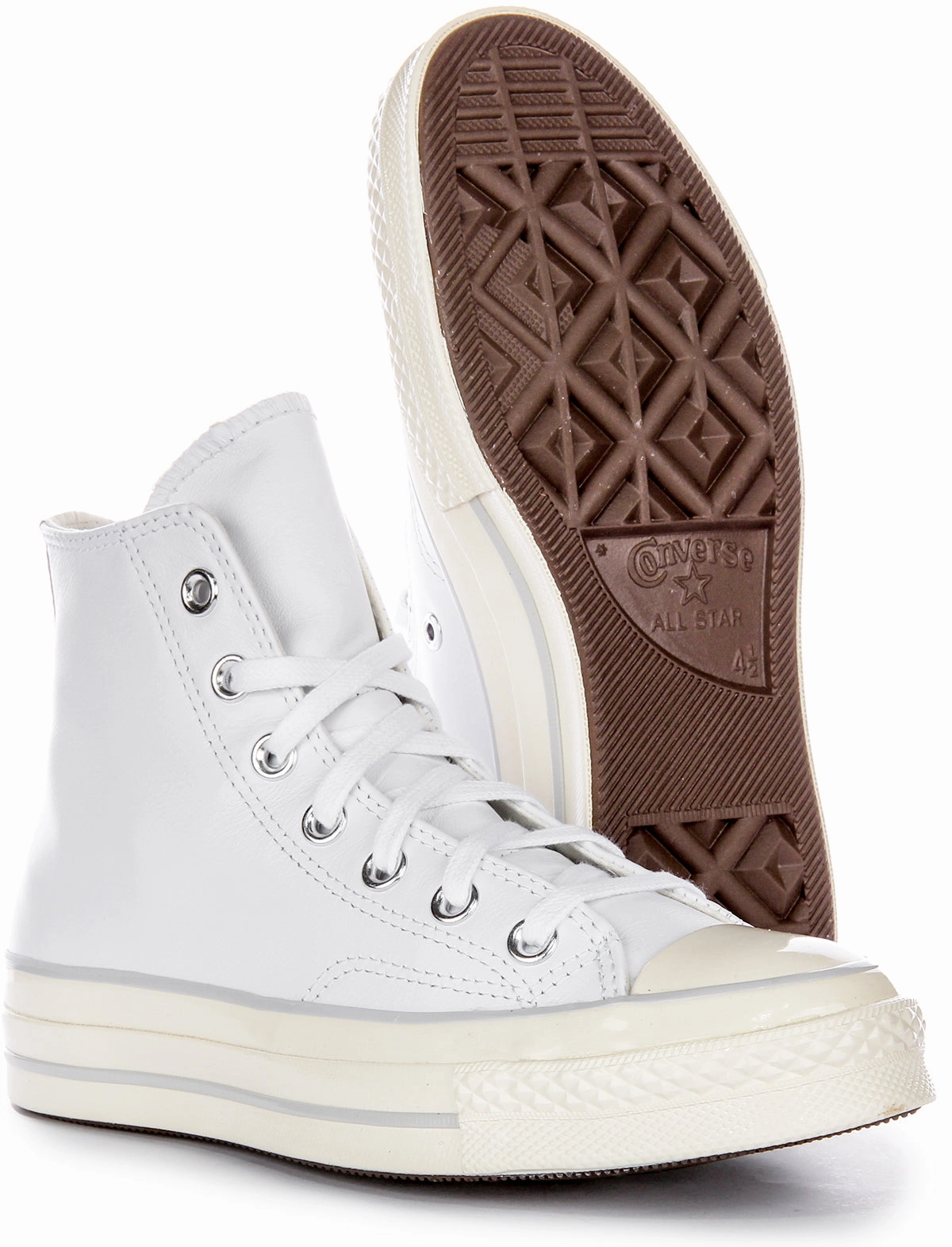 Light Sole Converse Chuck 70s High A07201C In White Leather