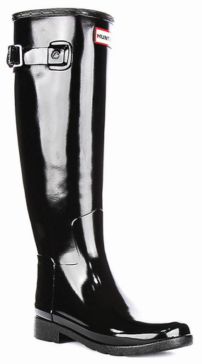 Hunter W Refined Tall In Black Patent For Women Quick Comfort Stormy Comfort