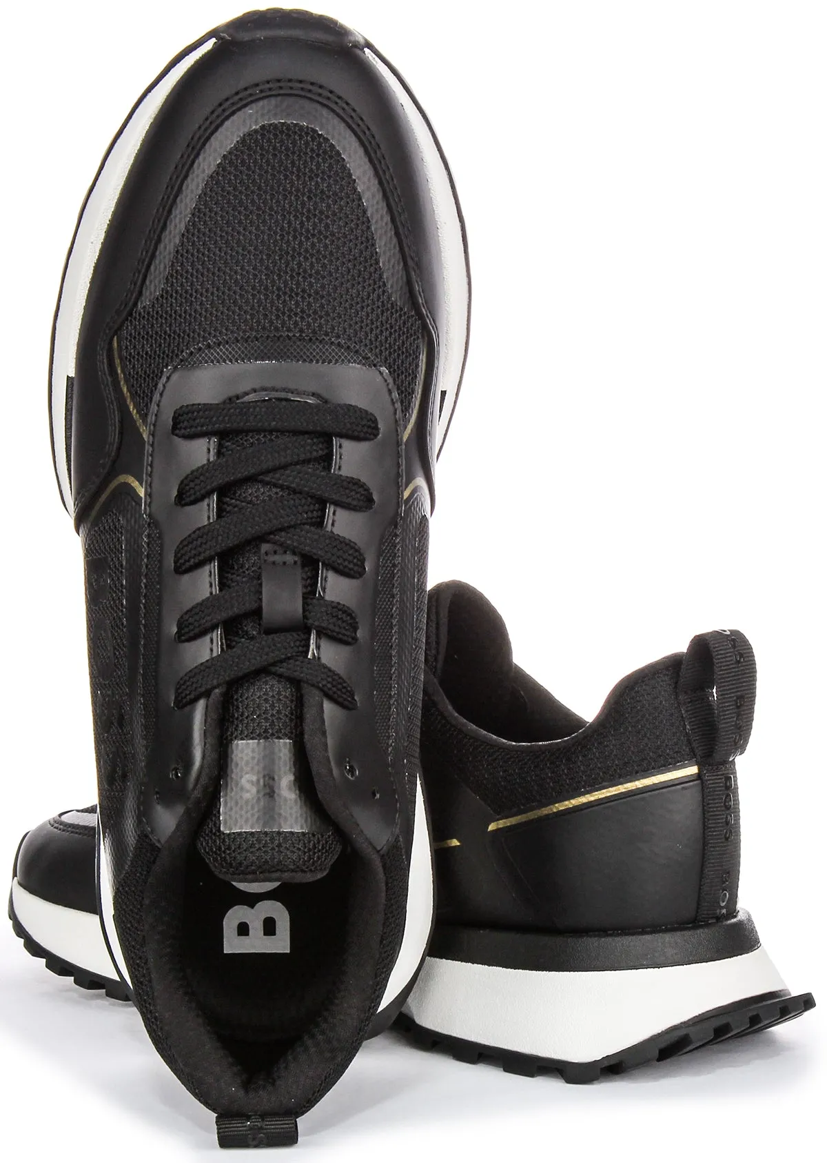 Lightweight Build Boss Jonah Runn Merl In Black Gold For Men
