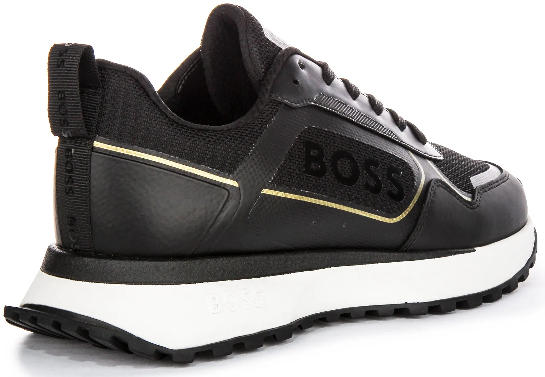 Lightweight Build Boss Jonah Runn Merl In Black Gold For Men