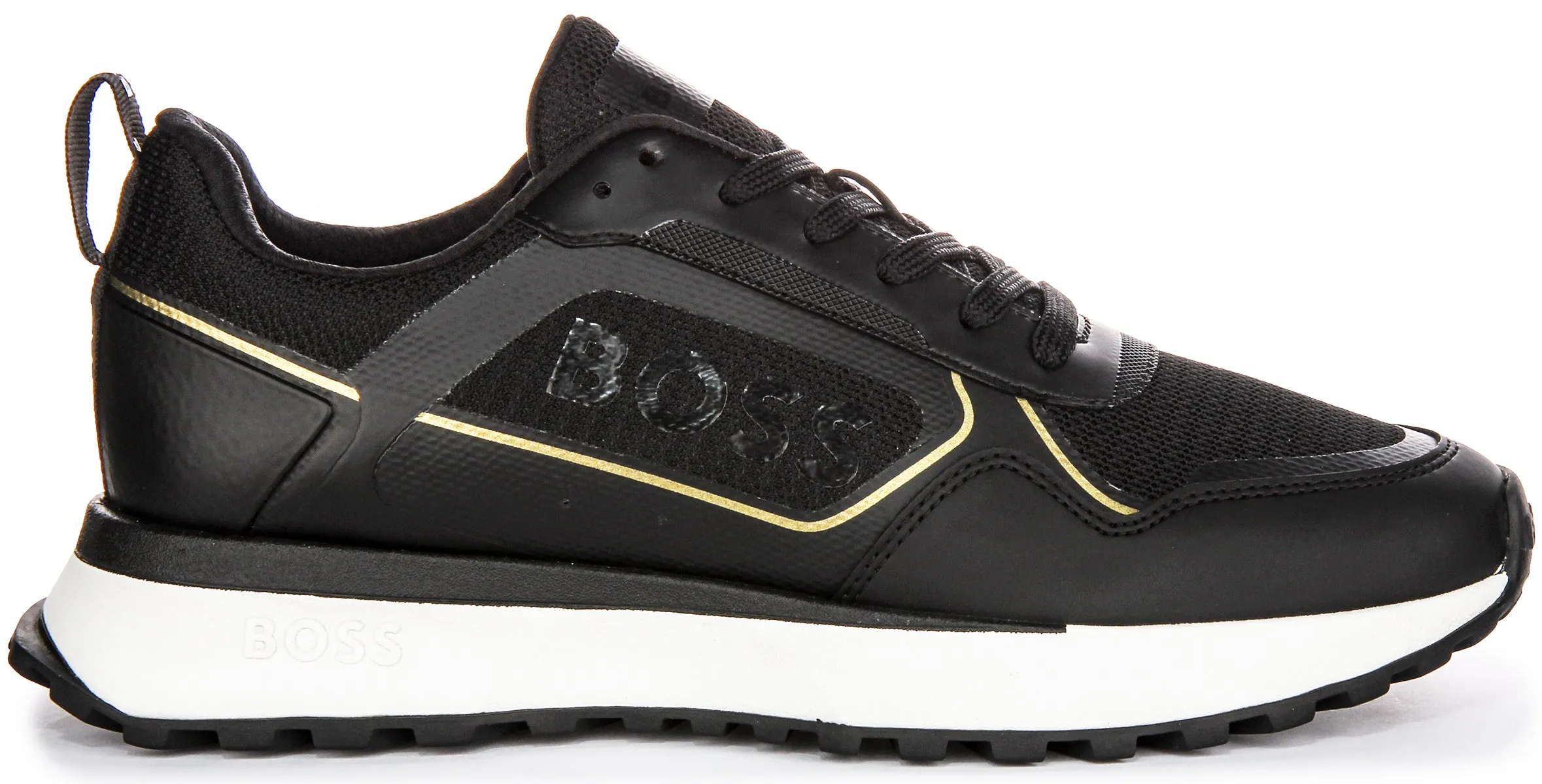 Lightweight Build Boss Jonah Runn Merl In Black Gold For Men