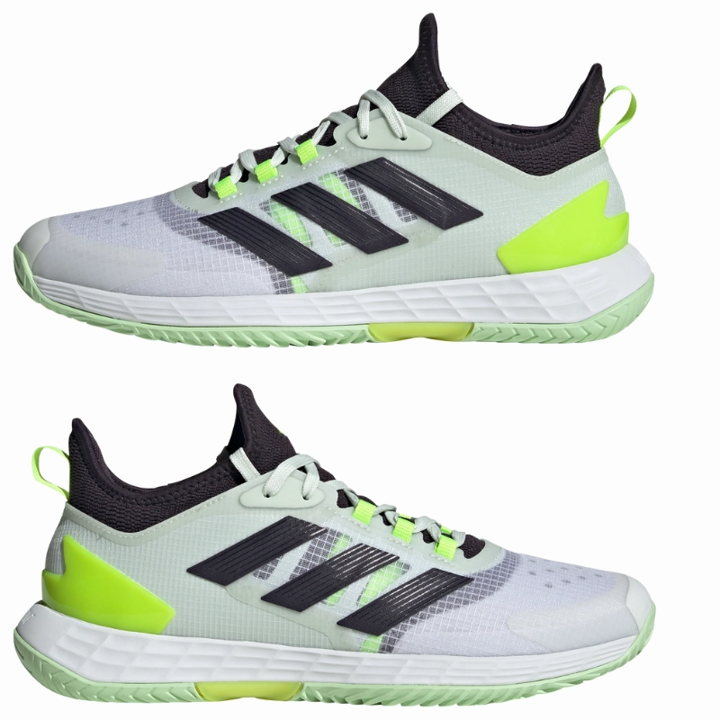 Lightweight Speed Adidas Adizero Ubersonic 4.1 Tennis Shoes - White/Black/Lucid Lemon
