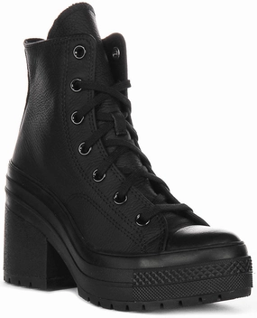 Converse Chuck 70 De Luxe A06145C In Black Leather Flexible Comfort Shoes. Fast Stride