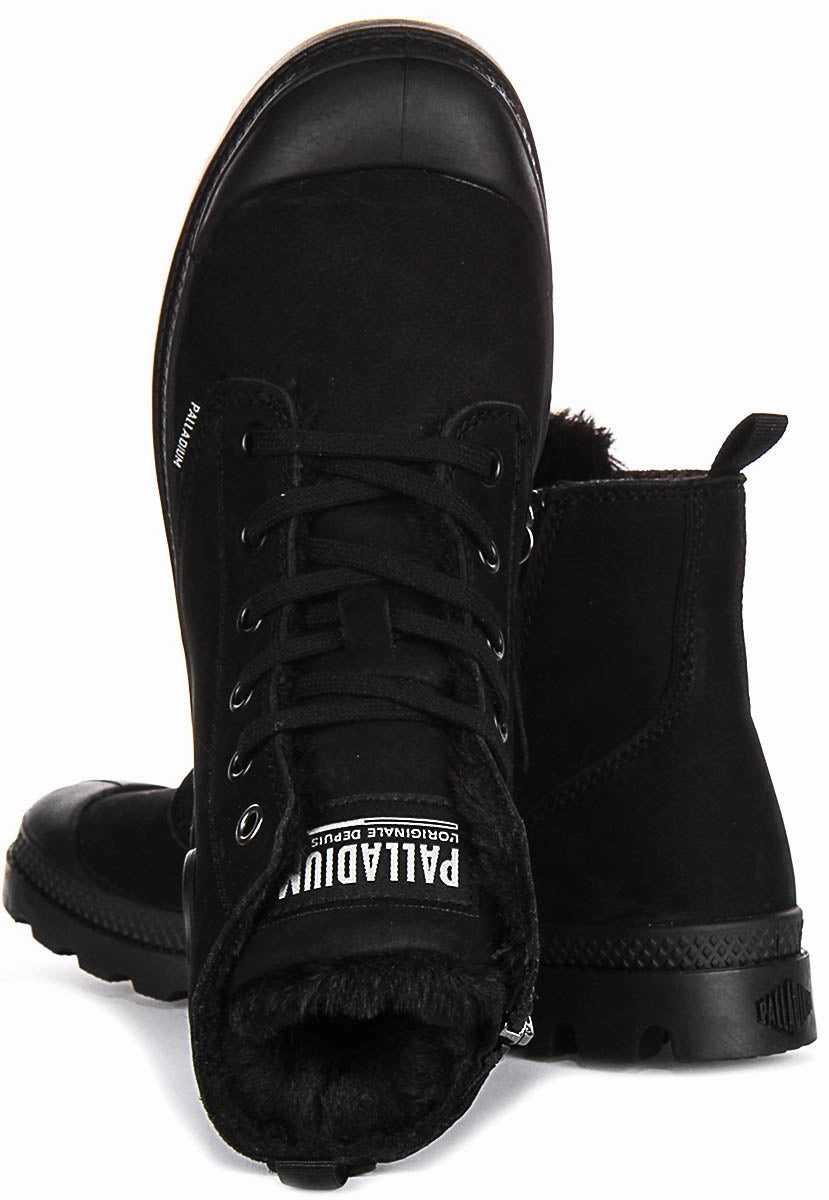 Lightweight Upper Palladium Pampa Hi Zip Winter Lined In Black