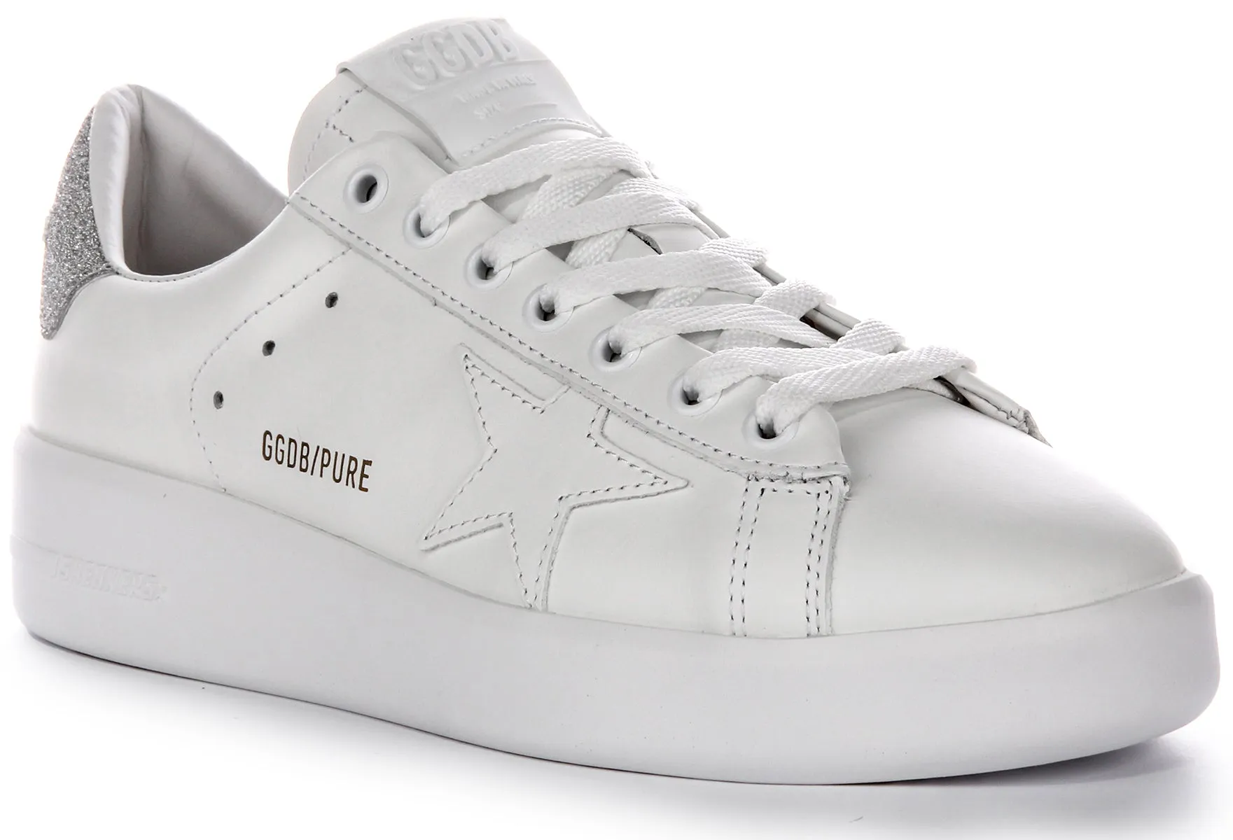Golden Goose Pure Star New In White Silver For Women Breathable Core Urban Active