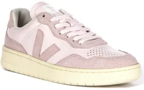 Padded Base Veja V 90 Leather In White Pink For Women