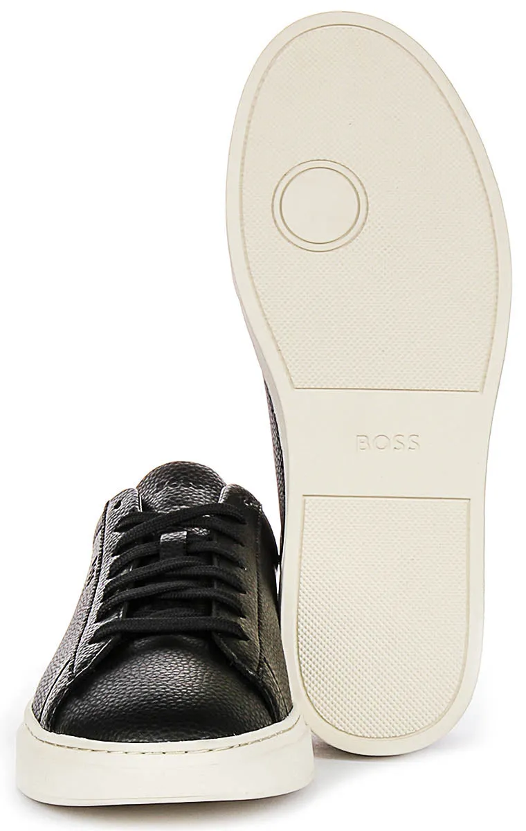 Mesh Lining Boss Kieran Tennis Grained Leather In Black For Men