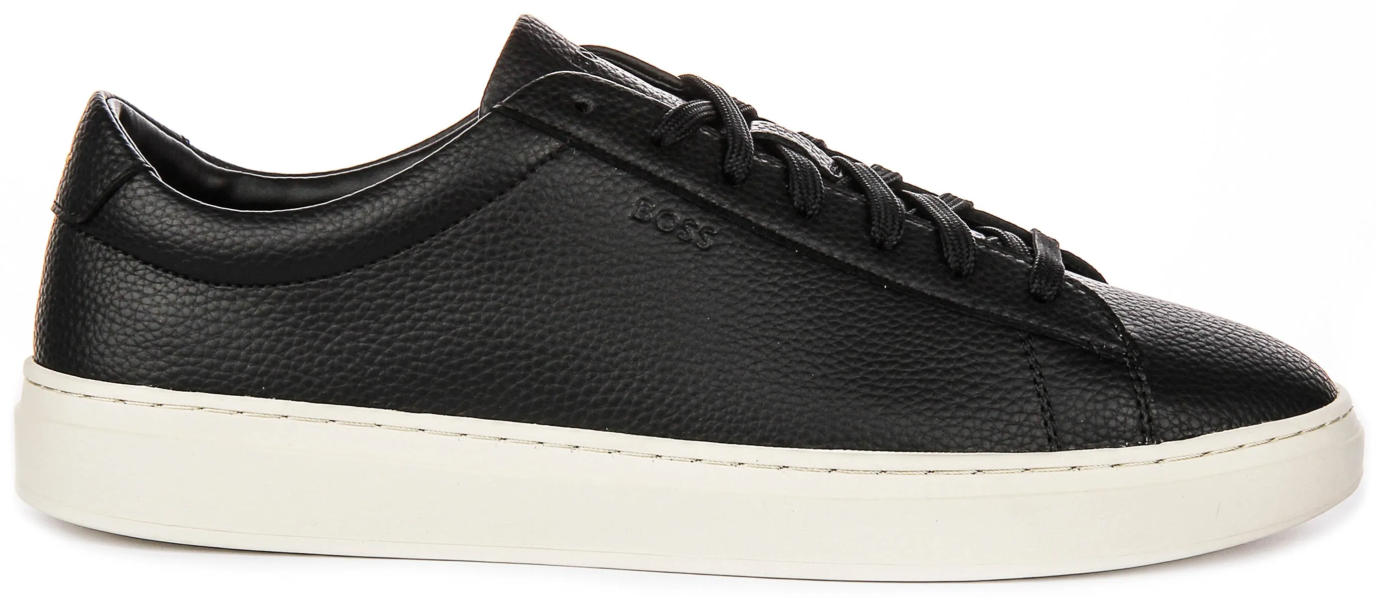 Mesh Lining Boss Kieran Tennis Grained Leather In Black For Men