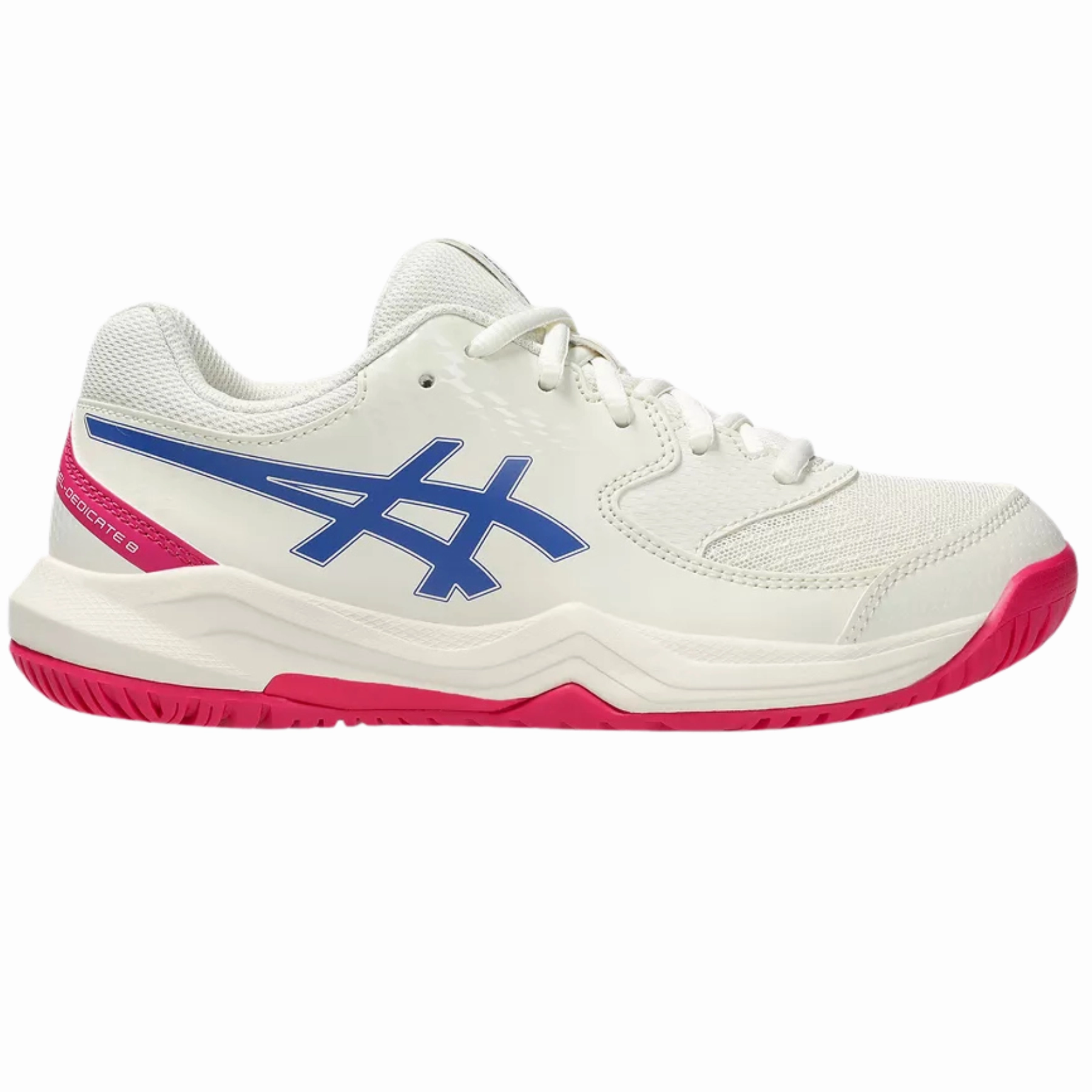 Mesh Look Asics Gel-Dedicate 8 Junior Tennis Shoes - Cream/Dark Cobalt