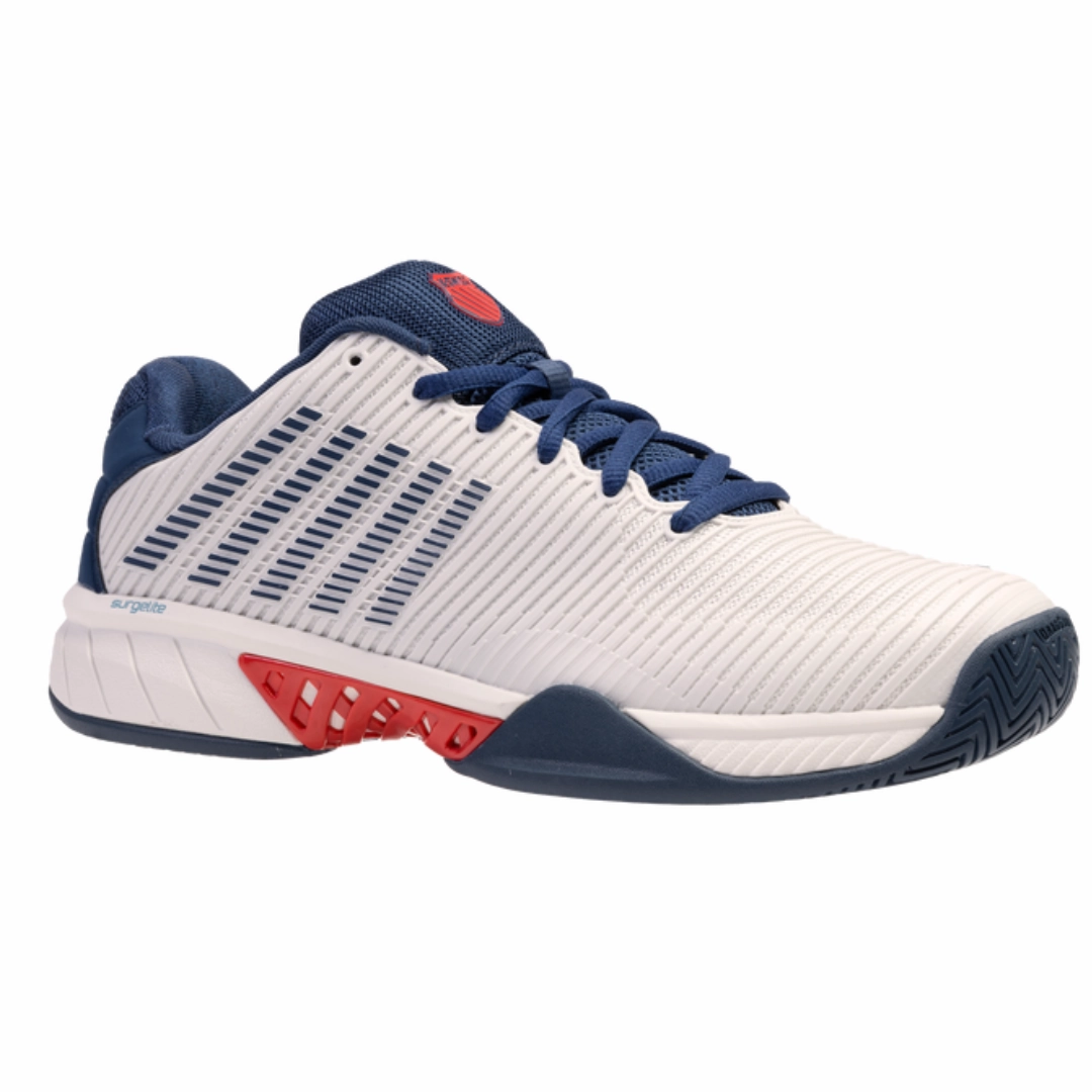 Minimal Push K Swiss Hypercourt Express 2 Men Tennis Shoes - Blanc De Blanc/Blue Opal/Lollipop