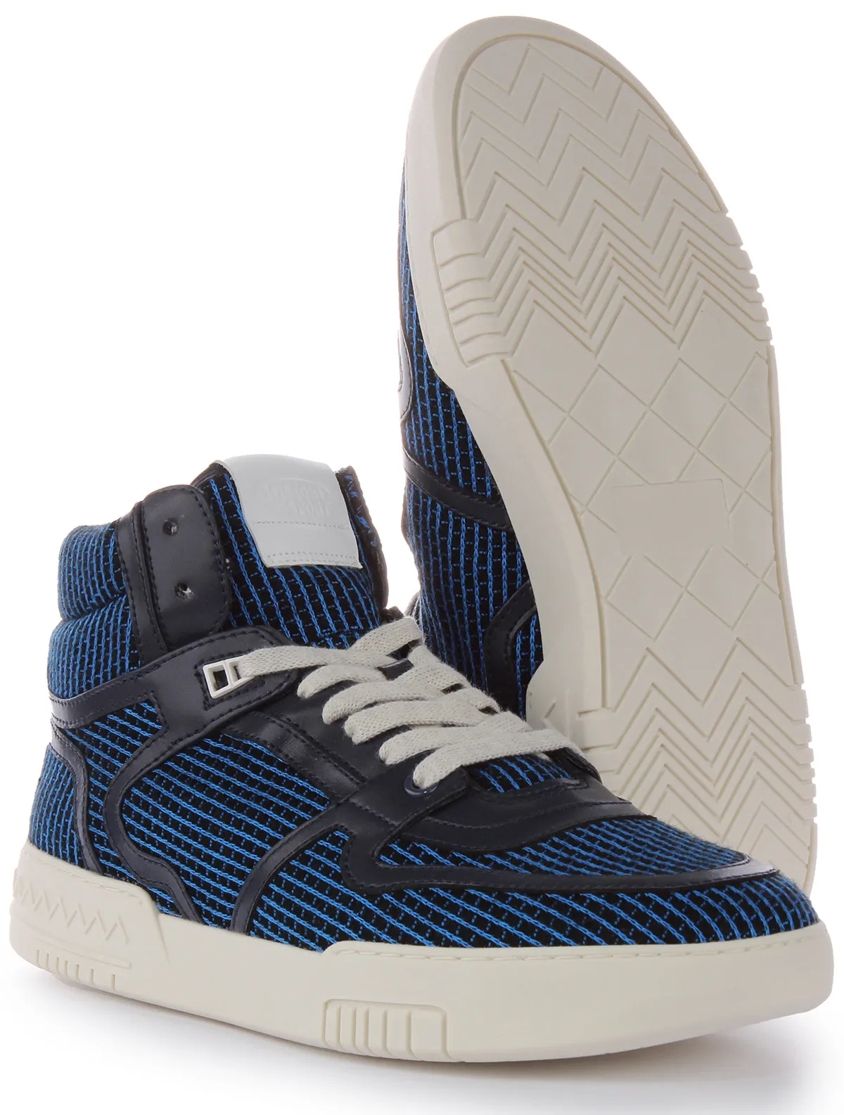 Missoni Lace up High Top Trainer In Blue Soft Mesh