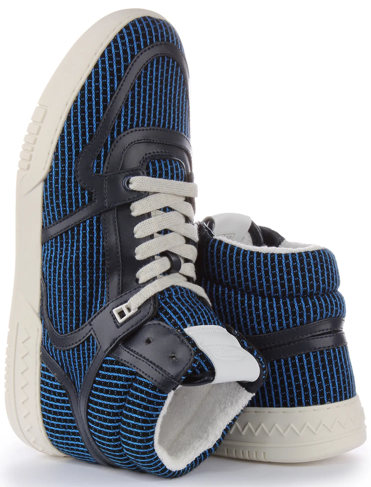 Missoni Lace up High Top Trainer In Blue Soft Mesh