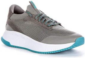 Boss Ttnm Evo Slon In Grey Blue For Men Running Motion