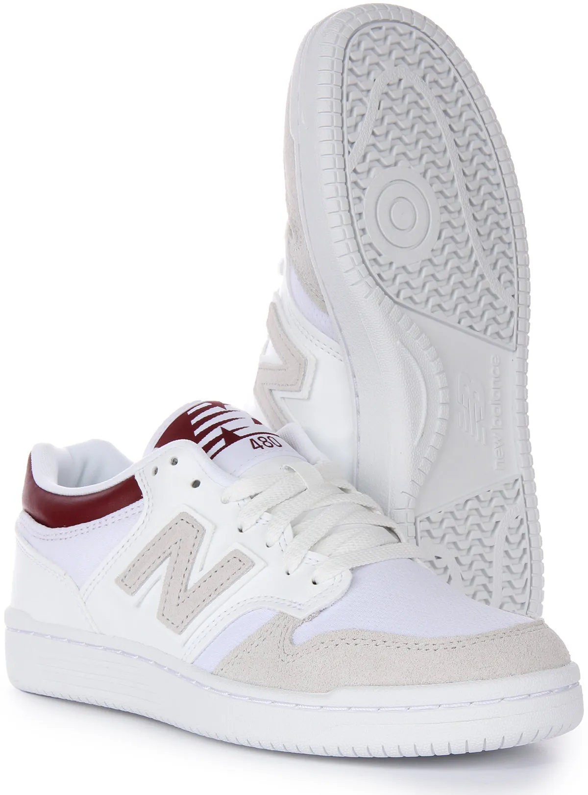Modern Comfort New Balance BB 480LKB In White Red For Men