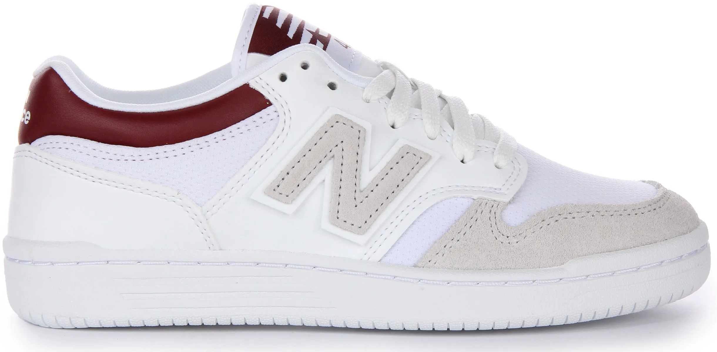 Modern Comfort New Balance BB 480LKB In White Red For Men