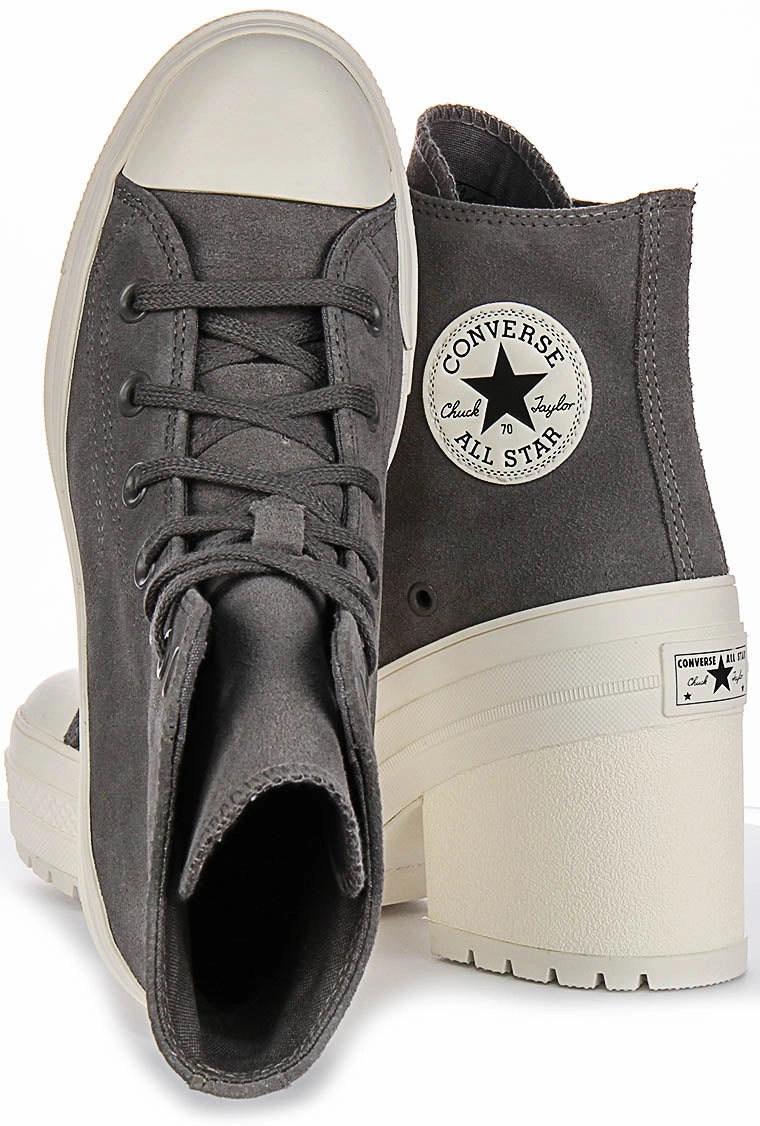 Modern Casual Converse Chuck 70s De Luxe Heel A12327C In Grey Suede