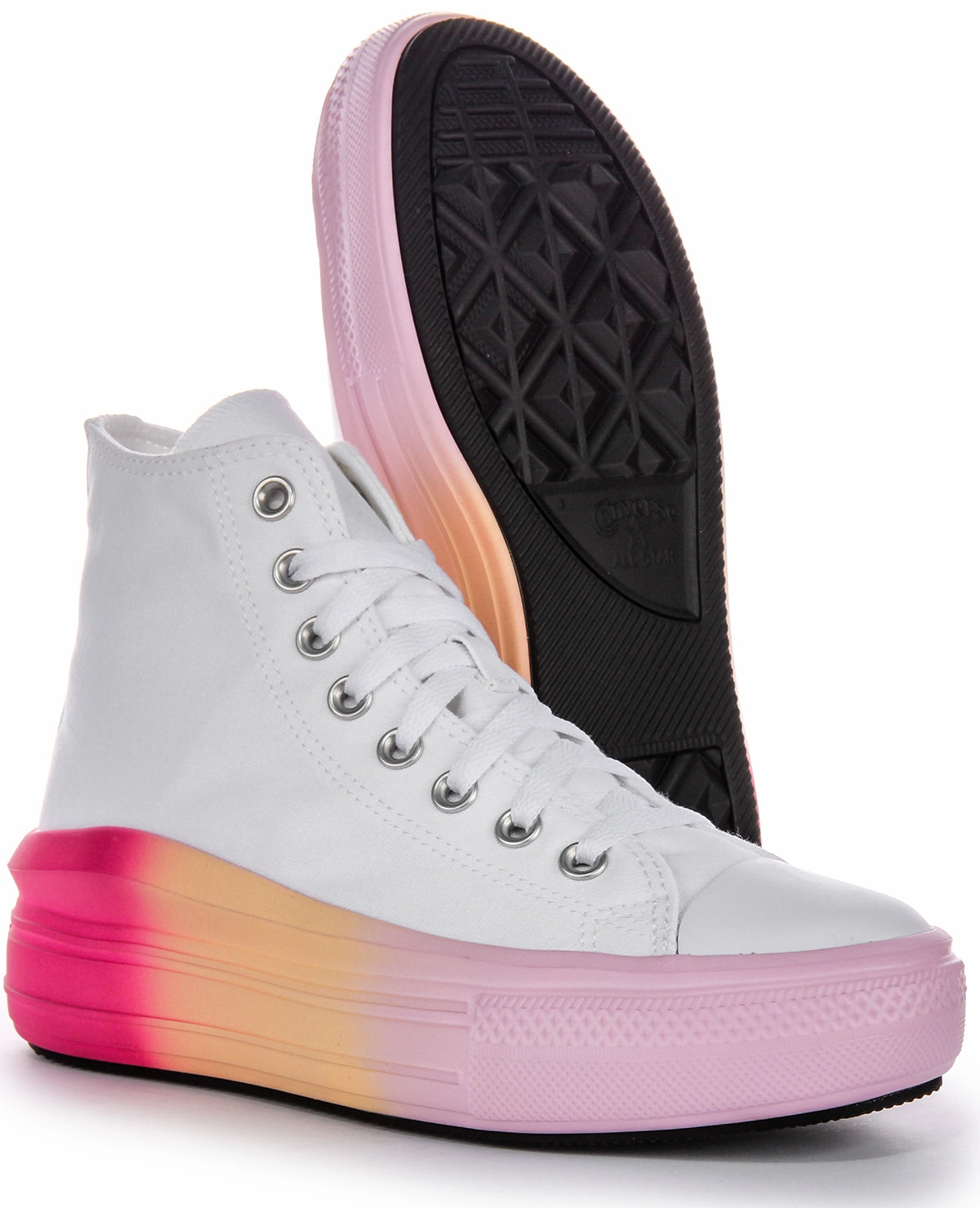 Modern Step Move Glide Converse All Star Movie A07372C In White Pink For Junior