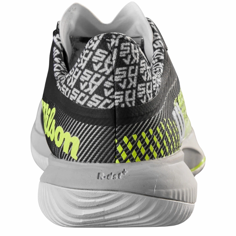 Moisture - proof Function Wilson Kaos Swift 1.5 Mens Tennis Shoes - Pearl Blue / Black / Safety Yellow