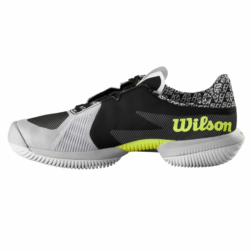 Moisture - proof Function Wilson Kaos Swift 1.5 Mens Tennis Shoes - Pearl Blue / Black / Safety Yellow