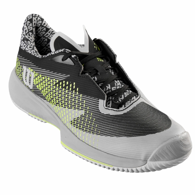 Moisture - proof Function Wilson Kaos Swift 1.5 Mens Tennis Shoes - Pearl Blue / Black / Safety Yellow