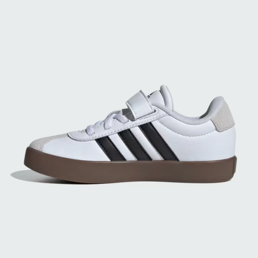 Moisture Wicking Capability adidas - VL Court 3.0 El C - Cloud White/Black/Grey - Kids [ID9155]