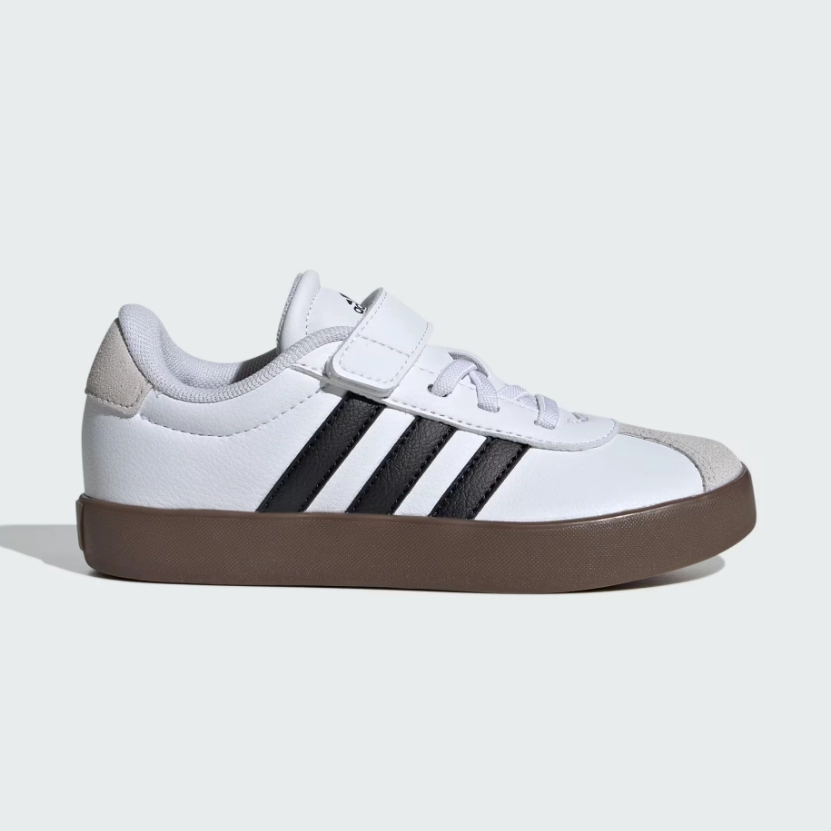 Moisture Wicking Capability adidas - VL Court 3.0 El C - Cloud White/Black/Grey - Kids [ID9155]