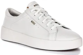 Boss Belwar Tennis Leather In White For Men Weather resistant Responsive materials adapt to different workout intensities