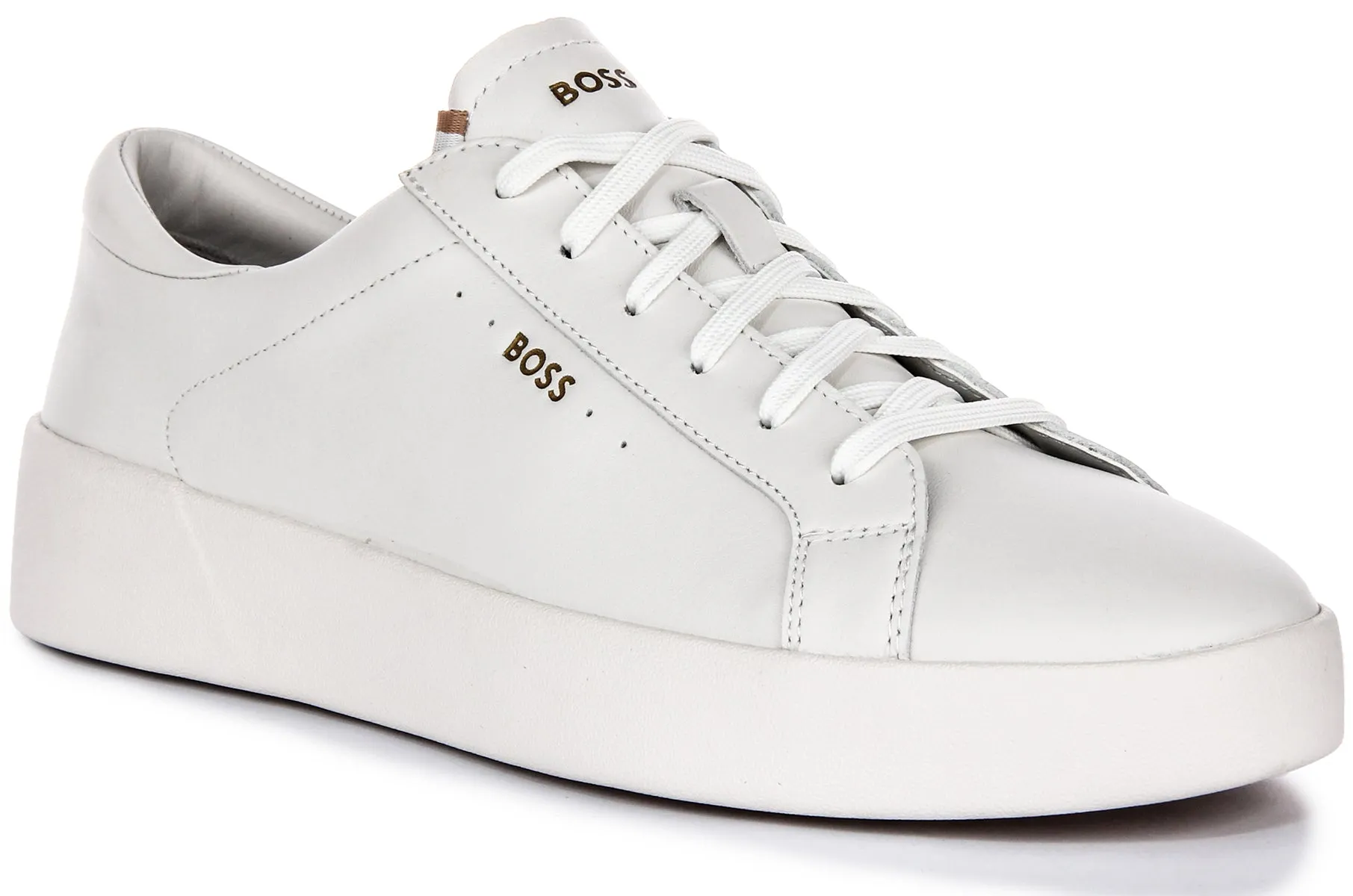 Boss Belwar Tennis Leather In White For Men Weather resistant Responsive materials adapt to different workout intensities