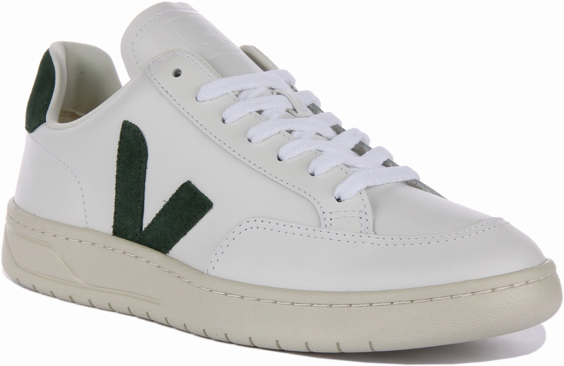 Veja V 12 Leather In White Green For Men Ergonomic shaping guides efficient movement patterns Support System