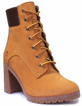Timberland Allington 6 Inch Block Heel Ankle Boot In Wheat For Women Mountain adventure