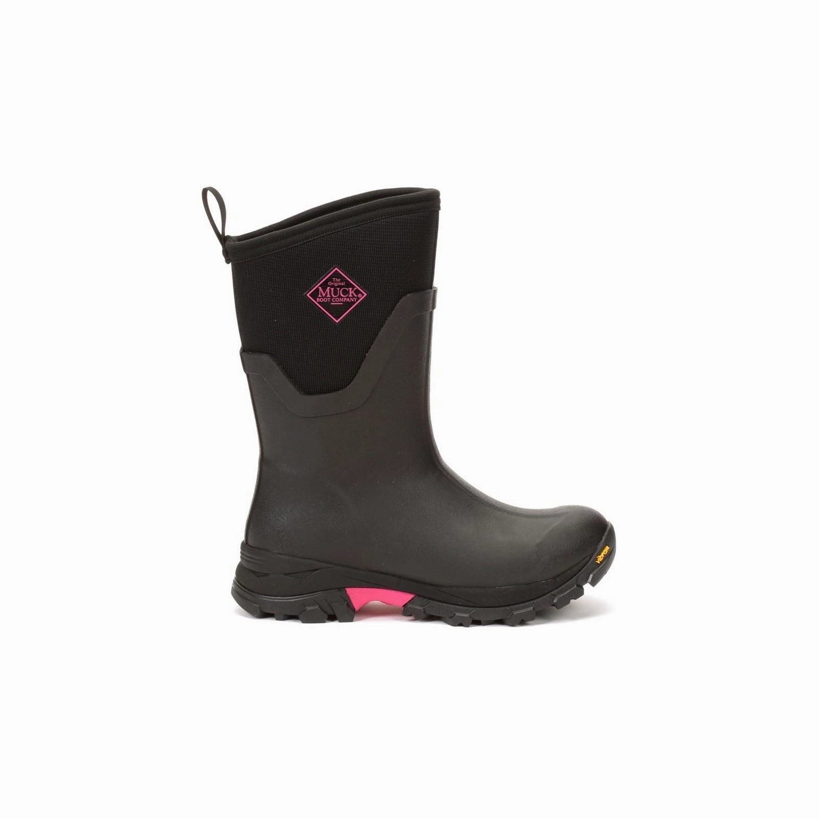 Muck Boots Arctic Ice Mid AGAT Rubber Black/Hot Pink Wellington Boots Trail Step Pro