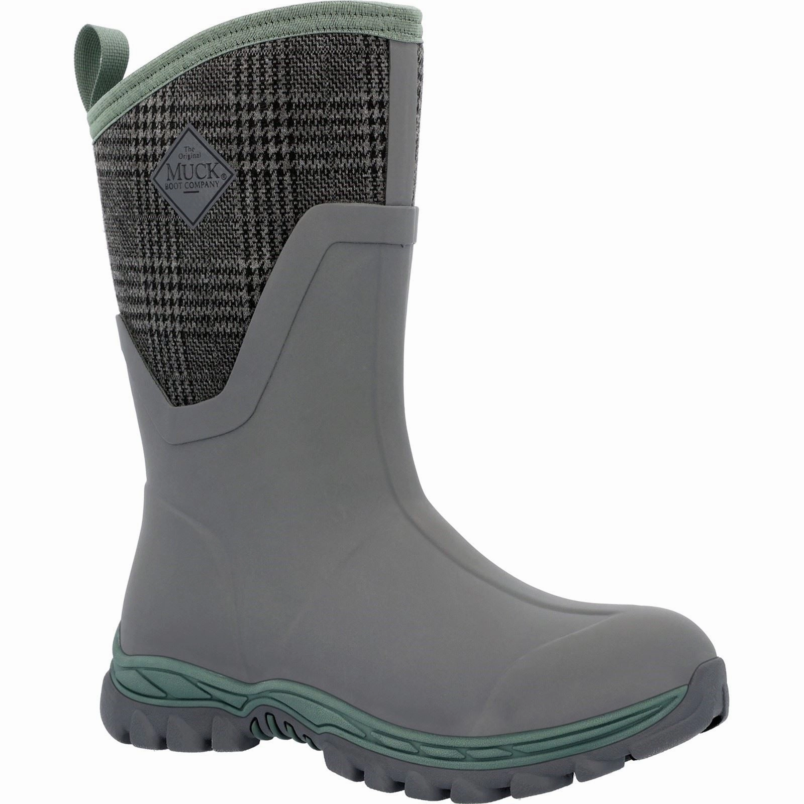 Rain Ready Fit Comfort Shield Muck Boots Arctic Sport II Synthetic Grey/Plaid Wellington Boots