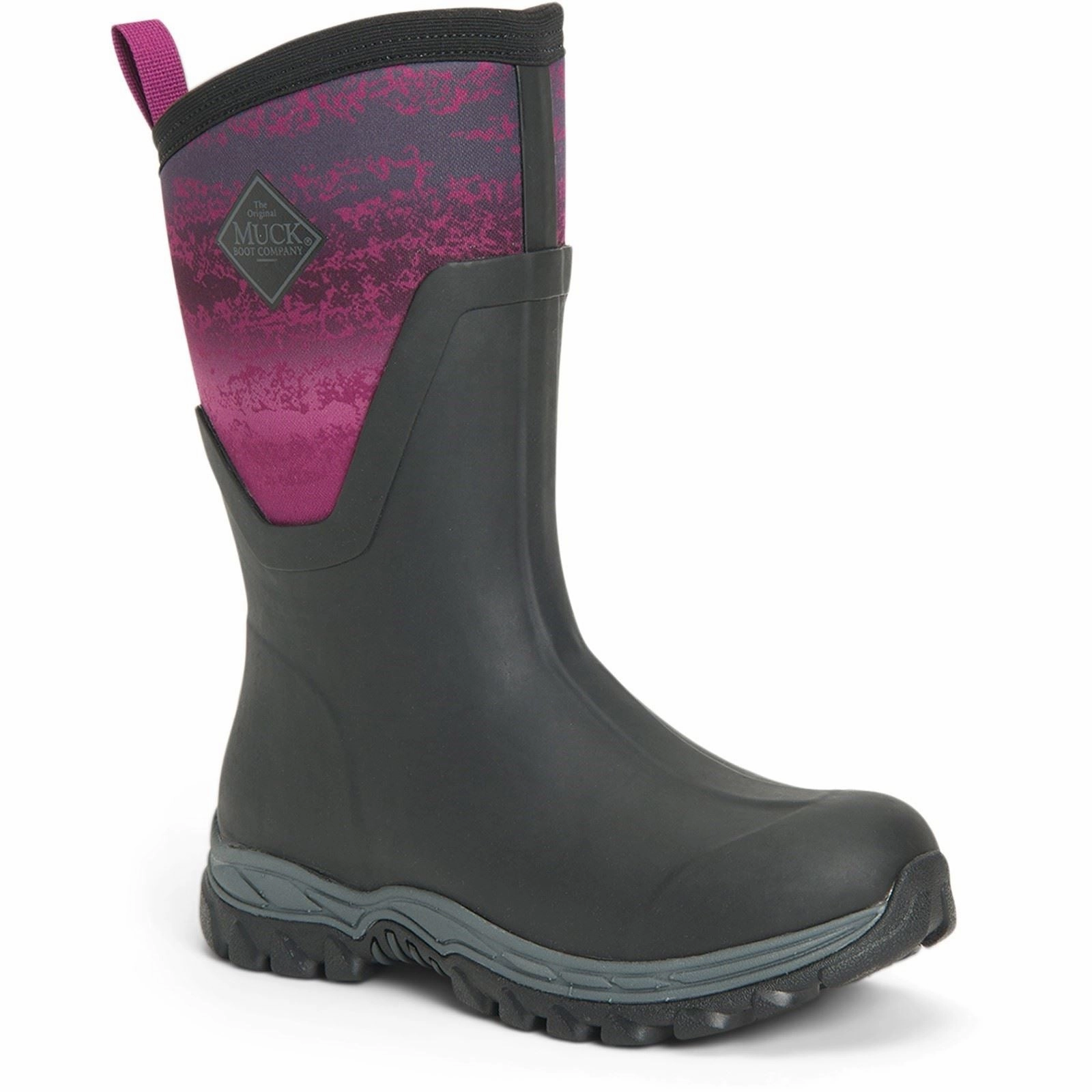 Muck Boots Arctic Sport Mid Rubber Black/Magenta Wellington Boots Chic Walking