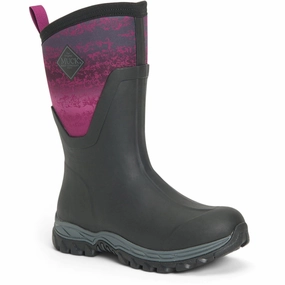 Muck Boots Arctic Sport Mid Rubber Black/Magenta Wellington Boots Chic Walking