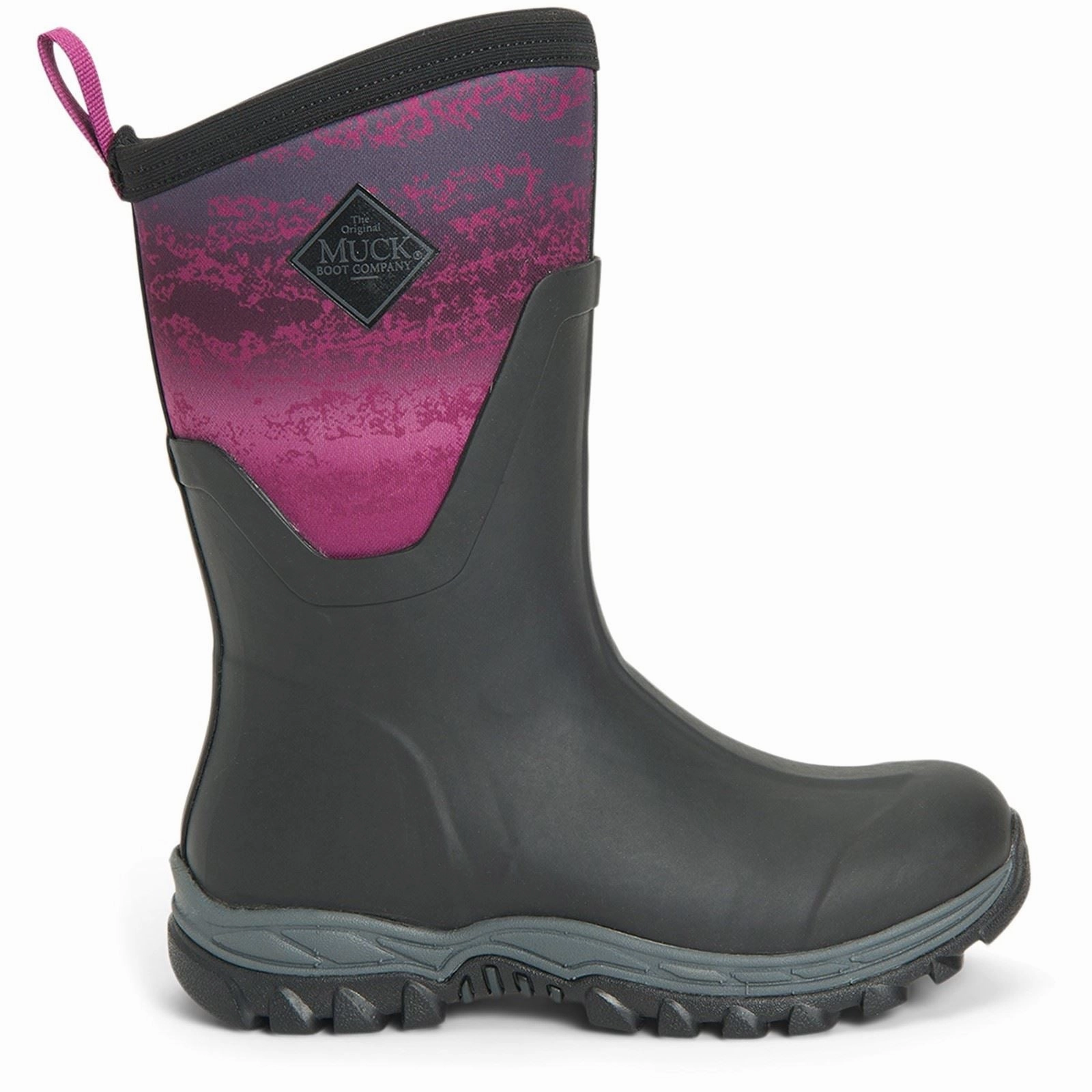 Muck Boots Arctic Sport Mid Rubber Black/Magenta Wellington Boots Flex Step Ready