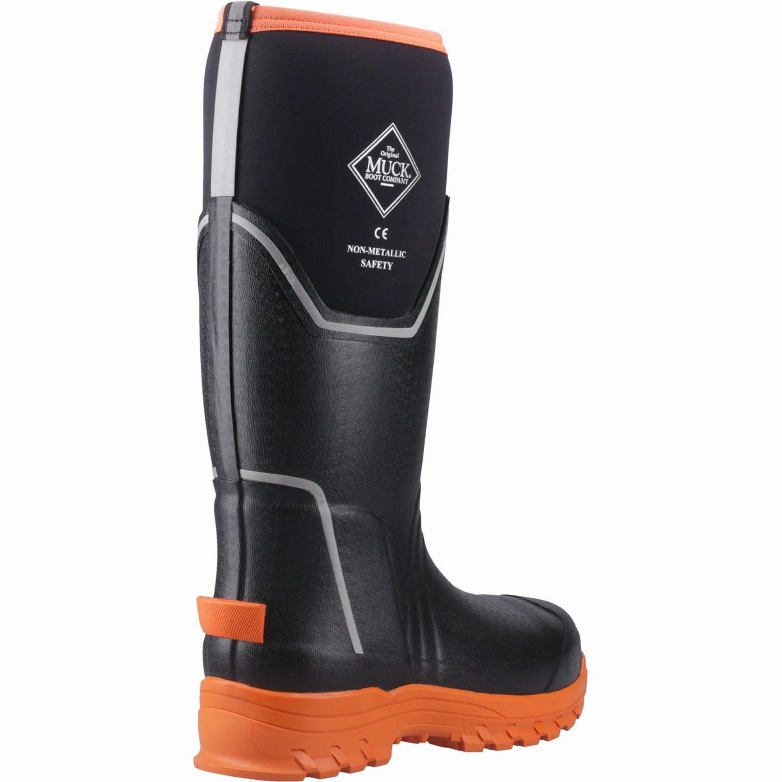 Muck Boots Grit S5 Rubber Women's Black/Orange Wellington Boots Shock Absorbent
