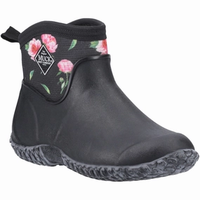 Muck Boots Muckster II Ankle Rubber Black/Roses Wellington Boots Chic Footwear Stormy Comfort